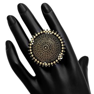 Gold Color Oxidised Ring